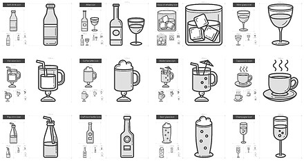 Image showing Drinks line icon set.