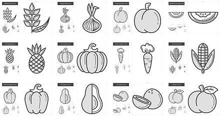 Image showing Healthy food line icon set.