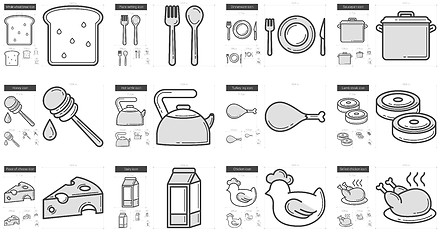 Image showing Healthy food line icon set.