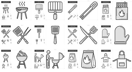 Image showing Barbecue line icon set.