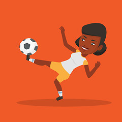 Image showing Soccer player kicking ball vector illustration.