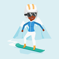 Image showing Young woman snowboarding vector illustration.