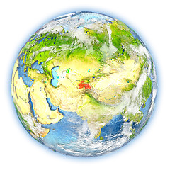 Image showing Tajikistan on Earth isolated