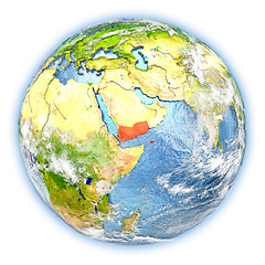 Image showing Yemen on Earth isolated