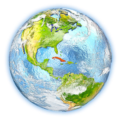 Image showing Cuba on Earth isolated