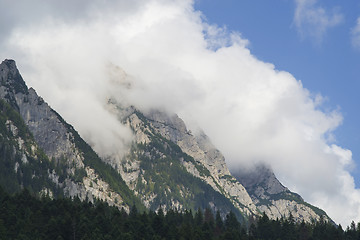 Image showing Mountain peak with cloud layer