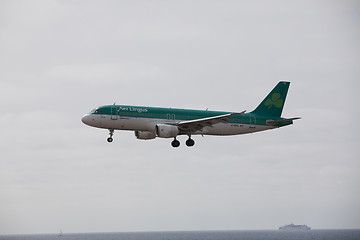 Image showing ARECIFE, SPAIN - APRIL, 15 2017: AirBus A320 of Aer Lingus ready