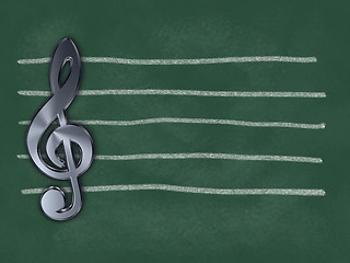 Image showing clef and lines on chalkboard - 3d illustration