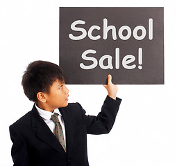 Image showing School Sale Sign Shows Student Discounts