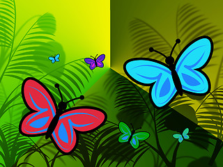 Image showing Butterflies Nature Represents Tree Scenic And Countryside