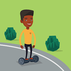 Image showing Man riding on self-balancing electric scooter.