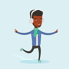 Image showing Man ice skating vector illustration.