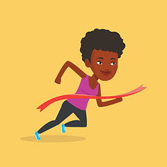 Image showing Athlete crossing finish line vector illustration.