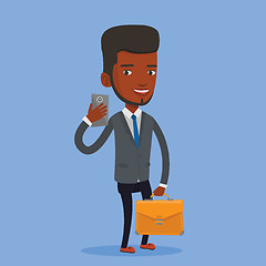 Image showing Business man making selfie vector illustration.