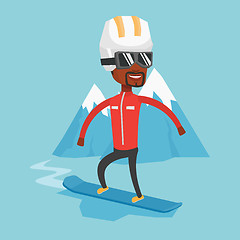 Image showing Young man snowboarding vector illustration.