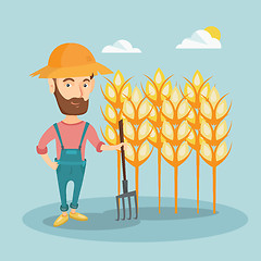 Image showing Farmer with pitchfork vector illustration.