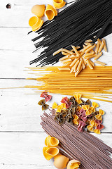 Image showing spaghetti with ingredients for cooking pasta