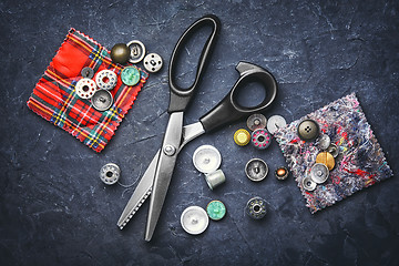 Image showing scissors and buttons