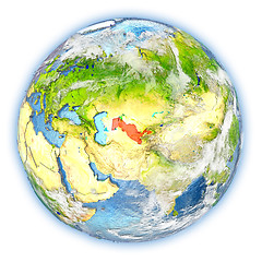 Image showing Uzbekistan on Earth isolated
