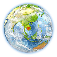 Image showing Cambodia on Earth isolated