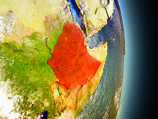 Image showing Ethiopia in red from space