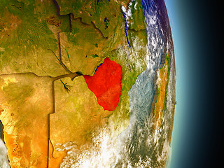 Image showing Zimbabwe in red from space