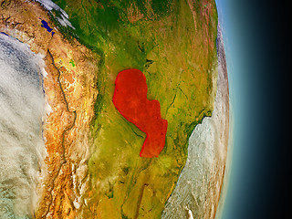 Image showing Paraguay in red from space