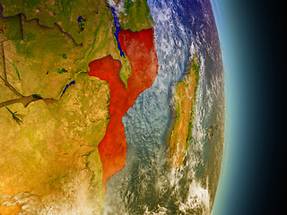 Image showing Mozambique in red from space