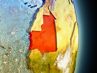 Image showing Mauritania in red from space