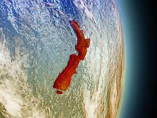 Image showing New Zealand in red from space