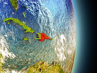 Image showing Dominican Republic in red from space