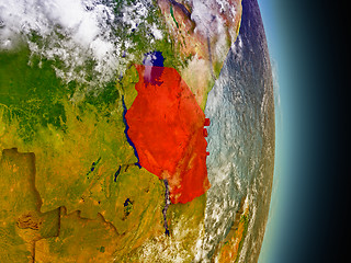 Image showing Tanzania in red from space
