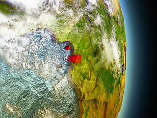 Image showing Equatorial Guinea in red from space