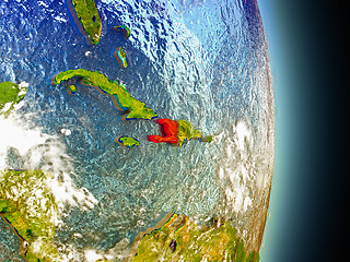 Image showing Haiti in red from space