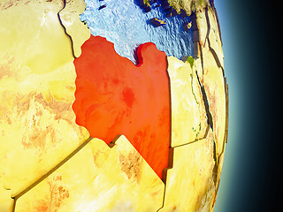 Image showing Libya in red from space