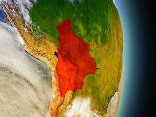 Image showing Bolivia in red from space