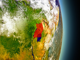 Image showing Uganda in red from space