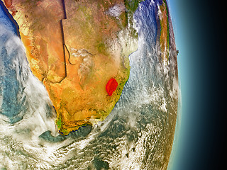 Image showing Lesotho in red from space