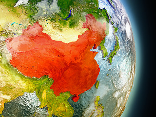 Image showing China in red from space