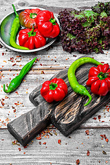 Image showing Summer harvest of peppers