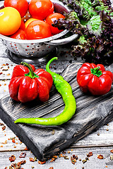 Image showing Summer harvest of peppers