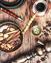 Image showing Shisha with coffee