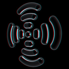 Image showing Radio Frequency Identification symbol. 3d illustration. Anaglyph