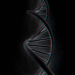 Image showing DNA structure model. 3d illustration. Anaglyph. View with red/cy