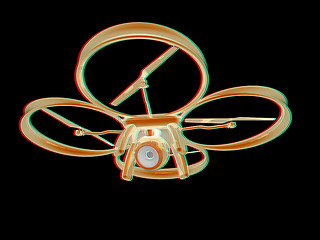 Image showing Drone, quadrocopter, with photo camera flying. 3d render. Anagly