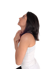 Image showing Praying woman looking up.