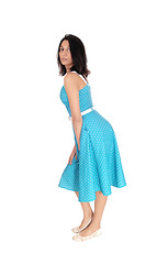 Image showing Beautiful Hispanic woman in blue dress.