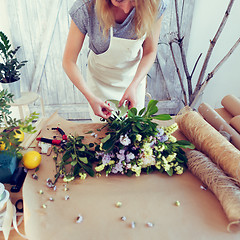 Image showing Floral concept, florist at work