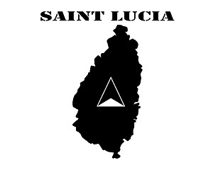 Image showing Symbol of  Saint Lucia and map