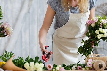 Image showing Floristry concept - close up of florist
